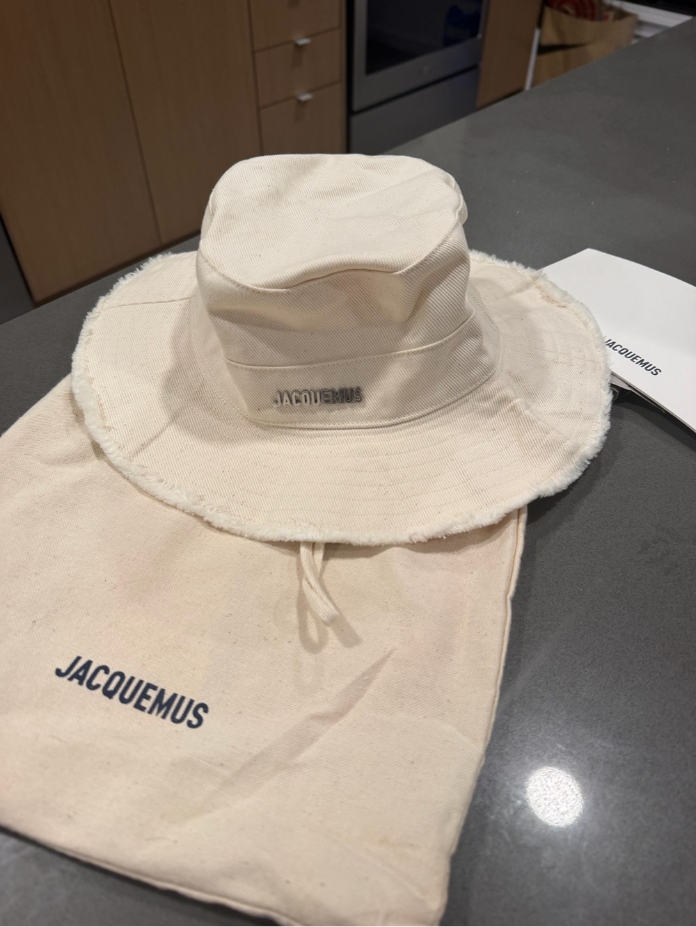 Jacquemus Off-White Canvas Bucket Hat with Frayed Brim